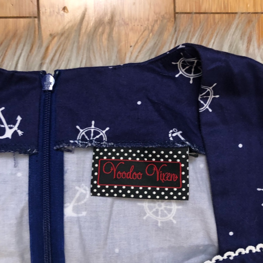 Voodoo Vixen Retro Sailor Nautical Novelty Anchor Sweetheart Navy Dress size 2 - Picture 2 of 10
